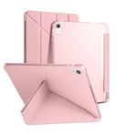 iPad Air 5. Nesil / 4. Nesil 10,9 İnç İle Uyumlu Kalemlikli, Uyku Modlu, Mıknatıslı, Üçgen Standlı, Darbeye Dayanıklı Kaplama Akıllı Kılıf (Rose Gold, iPad Air 5. Nesil / 4. Nesil Uyumlu 10,9 İnç)