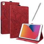 iPad için JayModCase Kılıfı 10.2-Inç/9./8./ 7. Nesil (2021/2020/2019), PU Deri Flip Stand Koruyucu Kapak Kart Yuvası Koruyuculu Otomatik Uyku/Uyandırma Fonksiyonu Kapağı (Kırmızı)