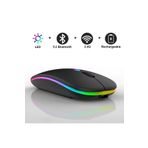 iPad Mini 7 ve 6 Nesil 8.3" Tablet İçin Uyumlu RGB LED Işıklı Bluetooth+2.4Ghz Kablosuz Şarjlı Mouse Siyah