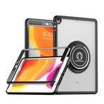 iPad Pro 10,5 inç 2017 Kılıf, Mıknatıslı Adsorpsiyon Halkası Dahili Destek Standı, PC TPU Tampon Hibrid Darbeye Dayanıklı, iPad Air 3 2019 için Slim Fit Hafif Kılıf, Siyah