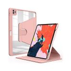 iPad Pro 11 2022 M2 Kılıf Silikon Arkası Şeffaf 360 Dönebilen Standlı Tablet Kılıfı Pembe
