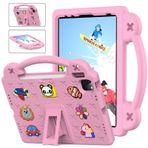iPad Pro 11 2022/2021/2020/2018 ve iPad Air 4. 5. 10.9 inç için Tablet Kılıfı Çocuklar Dostu Kendin Yap Karton Sevimli Bebek, Saplı Stand Hafif EVA Köpük Darbeye Dayanıklı Kılıf Pembe