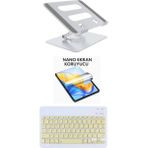 iPad Pro 11 4.nesil 2022 Uyumlu Stand Ekran Koruyucu Klavye Mouse Set - Sarı