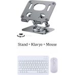 iPad Pro 12.9 4.5.6 Nesil Uyumlu Stand Klavye ve Mouse Set - Beyaz