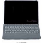 iPad Pro 13 2024 Uyumlu 360° Manyetik Standlı Ledli Touchpadli Katanya Klavyeli Tablet Kılıfı - Siyah
