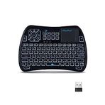 iPazzPort Arkadan Aydınlatmalı Mini Klavye Bluetooth Touchpad, Mini 2,4 Ghz Klavye Şarj Edilebilir, IR Öğrenme Uzaktan Klavyesi, Google/Android TV Kutusu için, Raspberry Pi, Smart TV KP-61SM