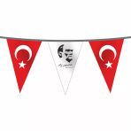 İpe Dizili Süsleme Üçgen Ata ve Türk Bayrağı 50 metre
