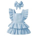ipek atlas Kız Bebek Ve Çocuk Fırfırlı Müslin Elbise (Mavi, 4 Yaş)
