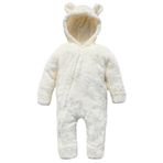 ipek atlas Kız Erkek Bebek Ve Çocuk Peluş Pofuduk Patikli Tulum (4 Yaş, Kırık Beyaz)