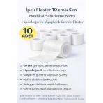 İpek Flaster 10 Cm X 5 M 10 Adet Sabitleme Bandı Hipoalerjenik Yapışkanlı Cerrahi Flaster
