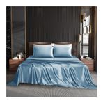 İpek Gibi Saten Nevresim Takımı 170x230cm, 230x250cm, 250x250cm - Pürüzsüz, Yumuşak, Hipoalerjenik, Tek ve Çift Kişilik, Gök Mavisi - Lüks Yatak Örtüsü Temel