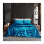 İpek Gibi Saten Nevresim Takımı 170x230cm, 230x250cm, 250x250cm - Yumuşak, Lüks, Koyu Mavi, Tek ve Çift Boyutlu, Zarif Yatak Odası Dekoru için Mükemmel