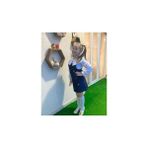 İpek Kids Ipekkids Kız Çocuk Kot Salopet Poplin Gömlek - Lacivert - Beyaz - 3 - 4 Yaş