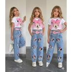 İpek Kids Nakışlı Pantolon Bluz Kemer Kombin - 3 - 4 Yaş - Beyaz