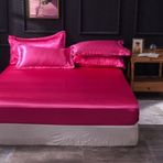 İpek like Ice İpek Yatak Seti Yumuşak Nefes Alabilen Çarşaf ve Yastık Kılıfları Saf Renk Baskılı Mat ile Yatak Örtüsü Konfor için Mükemmel 150x200+25 cm