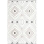 Ipek Mekik Halı Almond 11408 Iskandinav Tarz Dokuma Modern Desenli Halı - Gri Beyaz - 80 x 300 cm