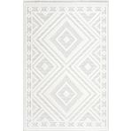 İpek Mekik Halı Almond Ekru Gri Retro Desen Kilim