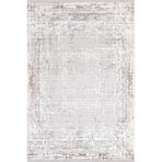Ipek Mekik Halı Filiya 11256 Yumuşak Tuşeli Triko Akrilik ile Üretilen Modern Desenli Şık Halı - Açık Gri - Bej - 100 x 200 cm