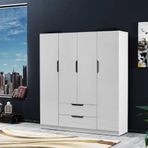 İpek Mobilya Fulya 140 cm Beyaz 4 Kapaklı 2 Çekmeceli Dolap