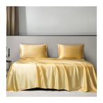 İpek Nevresim Takımı 170x230cm, 230x250cm, 250x250cm - Yumuşak ve Serin, Tek ve Çift Kişilik Yataklar için Lüks Yıkanabilir Saten Nevresim Takımı (Sarı)