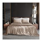 İpek Nevresim Takımı - 250 x 250 cm Haki, Yumuşak Saten Kaplama, Lüks Tek ve Çift Çarşaf, Pürüzsüz Dokunuş, Ev için Zarif Yatak Takımı, Otel Kalitesi, Bakımı Kolay