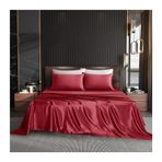 İpek Nevresim Takımı, Pürüzsüz Saten Üst Çarşaf 170x230cm, 230x250cm, 250x250cm, Lüks Kırmızı Tek ve Çift Kişilik Yatak, Yumuşak ve İpeksi Yıkanabilir Yatak Odası Konforu