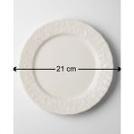 İpek Porselen 6 Kişilik Kabartma Desen Pera Pasta Tabağı 21cm Krem Rengi