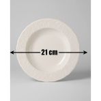 İpek Porselen 6 Kişilik Kabartma Desen Pera Yemek Tabağı 21CM Krem Rengi
