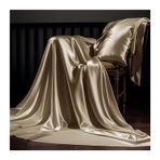 İpek Saten Nevresim Takımı 170 x 230 cm - Lüks Yumuşaklık, Taze Hissi, Şampanya Rengi Mevcuttur - Tek Kişilik ve Çift Kişilik Yataklar için İdeal, Zarif Yatak Odası Dekoru için Mükemmel