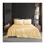 İpek Saten Nevresim Takımı 230 x 250 cm + 48 x 74 cm x 2, Yumuşak ve Pürüzsüz, Tek Kişilik ve Çift Kişilik Yataklar için Lüks Sarı Yatak Takımı, Ev Dekoru için Zarif Nevresim Takımı