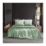 İpek Saten Nevresim Takımı 250x250cm + 48x74cm x2, Yumuşak ve Pürüzsüz, Açık Yeşil, Tek ve Çift Kişilik Yataklar için Lüks Yatak Takımı, Hipoalerjenik, Bakımı Kolay