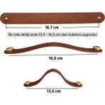 ipekbazaar 2 Adet Hakiki Deri Modern Çekmece Dolap Kulpu, Deri Kulp, Mobilya Banyo Mutfak Dolabı Kulpları - 16.7 cm - Orta Açık Kahverengi