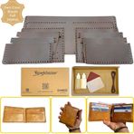 Ipekbazaar El Yapımı Deri Cüzdan DIY Seti, Bordo Renk, Kendin Yap Erkek Cüzdan (KUTULU DIY SET, Koyu Kahve)