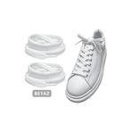 ipekbazaar Exclusice 120 Cm Beyaz Yassı Spor Ayakkabı Bağcığı, Çift Katmanlı Örgülü Sneakers Bağcık, 1 Çift