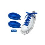 ipekbazaar Exclusice 120 Cm Mavi Yassı Spor Ayakkabı Bağcığı, Çift Katmanlı Örgülü Sneakers Bağcık, 1 Çift