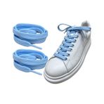 İpekbazaar Exclusice 120 Cm Yassı Spor Ayakkabı Bağcığı, Çift Katmanlı Örgülü Sneakers Bağcık, 1 Çift 001 bebe-mavisi
