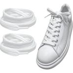 ipekbazaar Exclusive 120 cm Yassı Spor Ayakkabı Bağcığı, Çift Katmanlı Örgülü Sneakers Bağcık, 1 Çift (Beyaz)