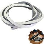 ipekbazaar Gerçek Deri Bağcık 150 cm-1 Adet, Nubuk Timberland Dexter vb. Ayakkabılara Uyumlu Loafer ve Makosen Ayakkabılar için Uygun 3x2 mm Kalınlıkta Hakiki Deri Ayakkabı Bağcığı (Beyaz)