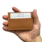 ipekbazaar Süper Slim Hakiki Deri Kartlık, Para Cepli Unisex, Ince, Kadın Erkek Kredi Kartlık Cüzdan (Camel, 4'lü Kartlık)