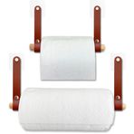 ipekbazaar Yapışkanlı Ahşap & Deri Tuvalet Kağıtlığı | Banyo Kağıt Havluluk, Havlu Peçetelik | Wc Kağıtlık, Dolap Altı Kağıt Havlu Askısı (Kahve, 2' li Set [Kağıt Havluluk & Tuvalet Kağıtlığı])