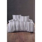 Ipekçe Home Naturel Çizgili 4 Parça Kutulu Çift Kişilik Nevresim Takımı - Kahve - 200 x 220 cm