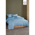 Ipekçe Home Recycled Pamuktan Özel Çantasında Taşlama 3 Parça Tek Kişilik Nevresim Takımı - Mavi - 160 x 220 cm