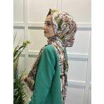 İpekevi 06572 Haki Paisley Desenli İpek Şal