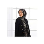 ipekevi Desenli İpek Şal - Mermer Desenli - Siyah Beyaz