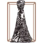 Ipekevi Zebra Desenli Ipek Şal 02671-SIYAH Beyaz - Renkli