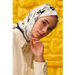 İpekhan Amelia Desenli Pamuk Şal Siyah Beyaz -06 3025