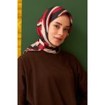 İpekhan Twist Siyah Kırmızı Pamuk Viskon Eşarp Modeli - Siyah - Kırmızı