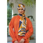 İpekhan Yaz Işıltısı Koleksiyonu Soft Şal Orange Lacivert 3044-15 - Turuncu - Lacivert