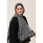 ipekistanbul Pamuk İpek Şal - Sarmaşık Desen - Siyah