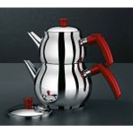 Ipeksaray Küre Çelik Çaydanlık Takımı Orta Boy 4 Pcs - Süzgeçli Demlik - Gümüş
